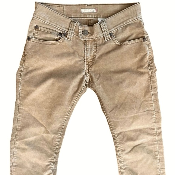 LEVI'S 504 Slouch Flared Low Rise Stretch corduroy pants Women's 7 Medium tan - Picture 4 of 6